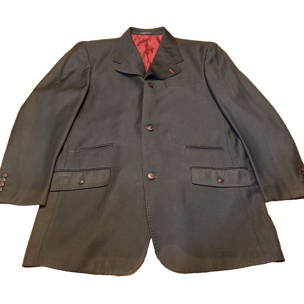 Stacy Adams Signature mens blazer Suit Jacket 40R Black Super 100's